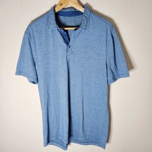 Lululemon Evolution Polo Shirt Heathered River Blue Short Sleeve Men's M Medium